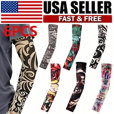 6Pcs Cooling Tattoo Arm Sleeves for Sports Running Cycling UV Sun Protection