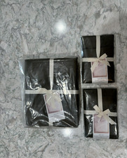 NUOVO set completo copripiumino matrimoniale West olmo cotone verde scuro quadrato Tuck