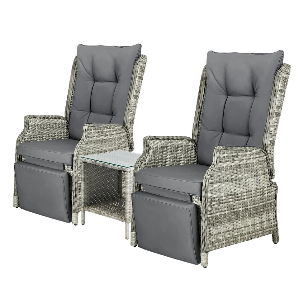 Livsip Recliner Chairs Sun Lounge Outdoor Furniture Wicker Sofa Set Patio Garden - image 4 of 4