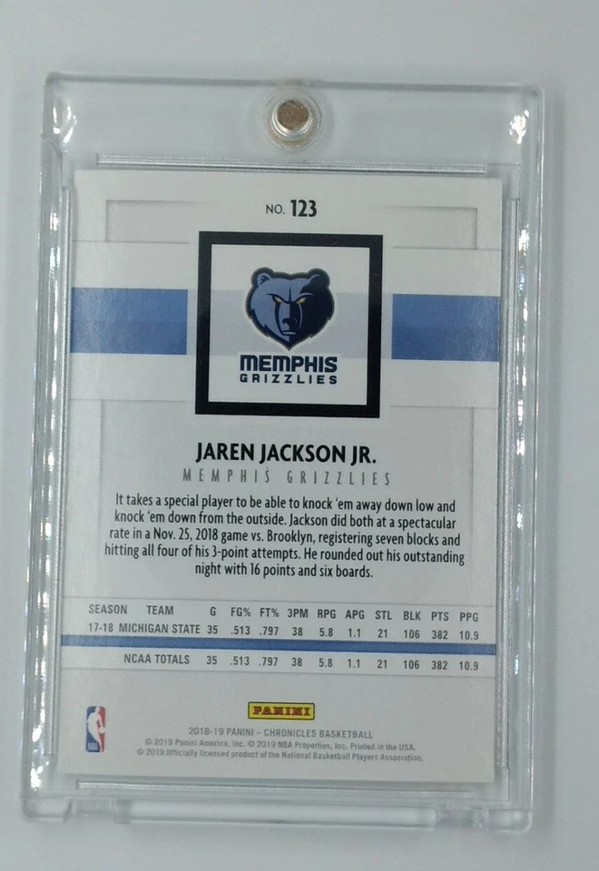2018-19 Panini Chronicles Bronze Jaren Jackson Jr. Rookie RC #123, Grizzlies - Image 4 of 4
