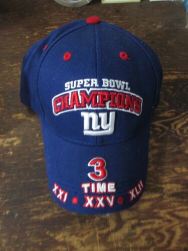 New York Giants Reebok NFL Team Apparel 3X Time Super Bowl Champions Hat New - Afbeelding 1 van 2