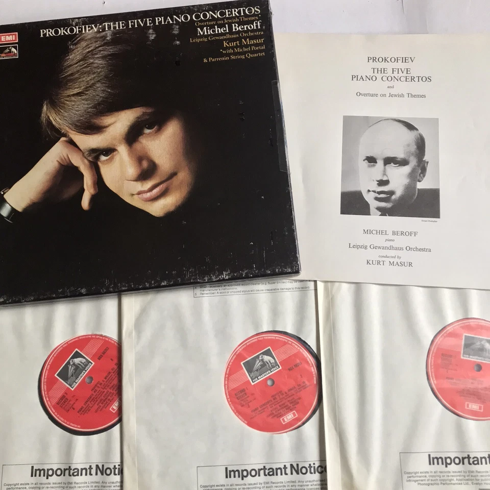 SLS 882 Prokofiev Five Piano Concertos Michel Beroff Kurt Mazur EMI Box Set - Image 2 of 4