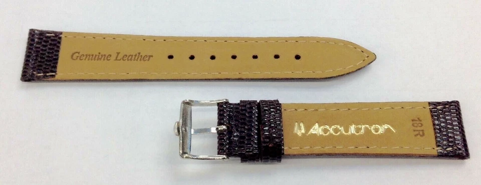 Nova pulseira de couro Accutron marrom grão de lagarto com fivela assinada SS - Imagem 3 de 3