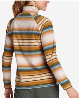 Eddie Bauer Women's Large Multi Color Striped 1/4 Zip Fleece