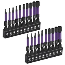20pcs (Metric&SAE) S2 Steel Allen Wrench Hex Magnetic Drill Bits 1/4" Hex Shank