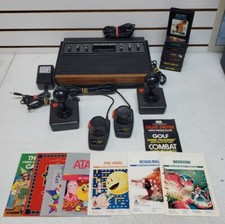 Atari 2600 Console w/Hookups, OEM Controllers  7 Games - Lot 3 Read 
