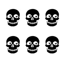 6 Pack - SKULL Vinyl Decals  Funny Halloween Stickers - Decoration
