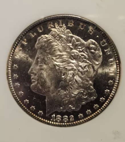 1882-CC Morgan Silver Dollar NGC Toned MS63 DPL MIRROR ! PROOF-LIKE Blast White