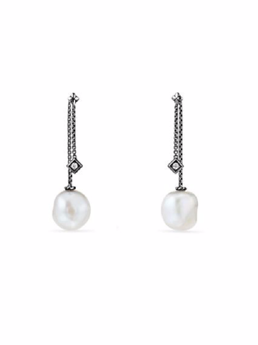 David Yurman Solari Drop Earrings with Diamonds and Pearl, NEW