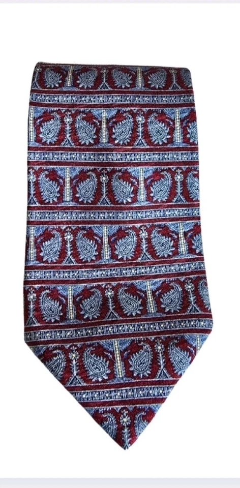 Corbata Club Room, roja + azul cachemira, 100 % seda, L-58 pulgadas y W-3,5 pulgadas para hombre Foto 2 de 4