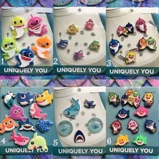 Handmade Shoe Charm Accessories 5 - 10 Pack  Rainbow Baby Shark