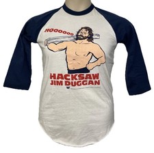 Vintage Hacksaw Jim Duggan 3/4 Sleeve Shirt - Size Small - 1988 - Rare WWF
