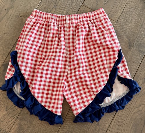 Sweet Southern Smocks Dress & Shorts Girls Sz 7 Smocked Flag Red White & Blue - Picture 14 of 20
