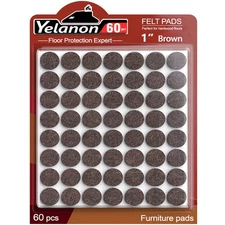 Felt Furniture Pads - 60 Pcs Floor Protectors for Hardwood, Brown
