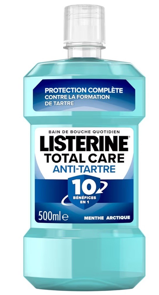 Listerine Bain De Bouche anti tartre formule Total Care action blancheur et haleine fraîche