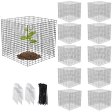 Small Wire Plant Protectors, 10 Pack 12" Square Plant Protectors from Animals...