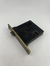 Vintage Cast Iron Gilbert Lock Co G.L.C Privacy Mortise Lock w/h Brass Faceplate
