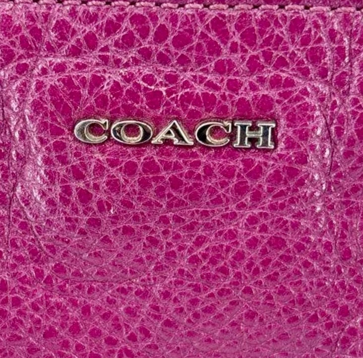 Coach Pebbled Leather Tote Shoulder Bag Magenta Pink Gold Hardware w/ COA - Image 2 of 4
