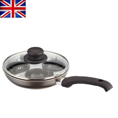 Aluminium Antihaft Eierpochierer Pfanne mit Glasdeckel - Gesundes Kochen Essential
