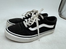 VANS Ward Running Sneakers Women's Black White Canvas Low Top Athletic - 7.5
