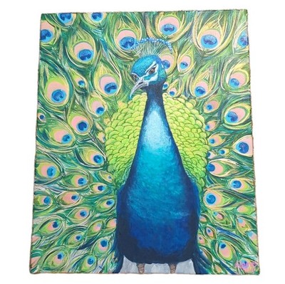 Amanda Beth Ramos ''PEACOCK'' 2024 Signed OOAK Acrylic on Canvas 16x20 Unframed