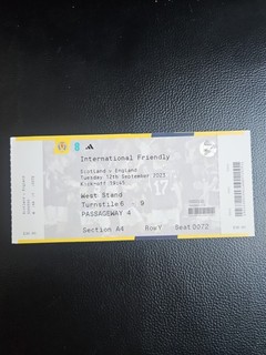 Scotland V ENGLAND 2023 Friendly Ticket Stub (England End)