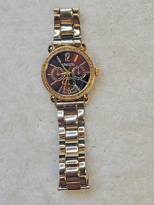 Chico s Women s Watch Gold Tone Multi-Function Burgundy Dial Quartz