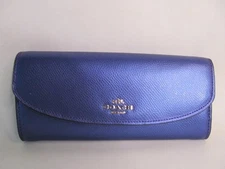 NWT Coach #52628 Metallic Purple Crossgrain Leather Pop Slim Envelope Wallet NEW