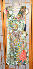 NWT Tommy Hilfiger Women's Lined Paisley Multi Ruffle Neck Wrap Dress Sz. XL~ 16