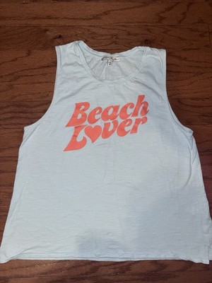 Women s Express One Eleven Light Blue Beach Lover Tank Top Shirt Medium