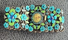 Michael Morrison enamel Vintage MX Michael Morrison Wide Enamel Floral Panel Bracelet — listing 2