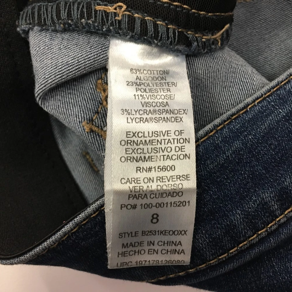 Джинсы Democracy Ab Technology с высокой посадкой искусственно состаренные с потертым подолом расклешенные размер 8 - Изображение 3 из 4