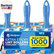 Extra Sticky Lint Roller Mega Value Set 1000 Sheets for Pet Hair Removal, Dog an