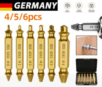 Damaged Screw Extractor Set 4 5 6PCS Broken Bolt Remover Drill Bits Tool,NEW