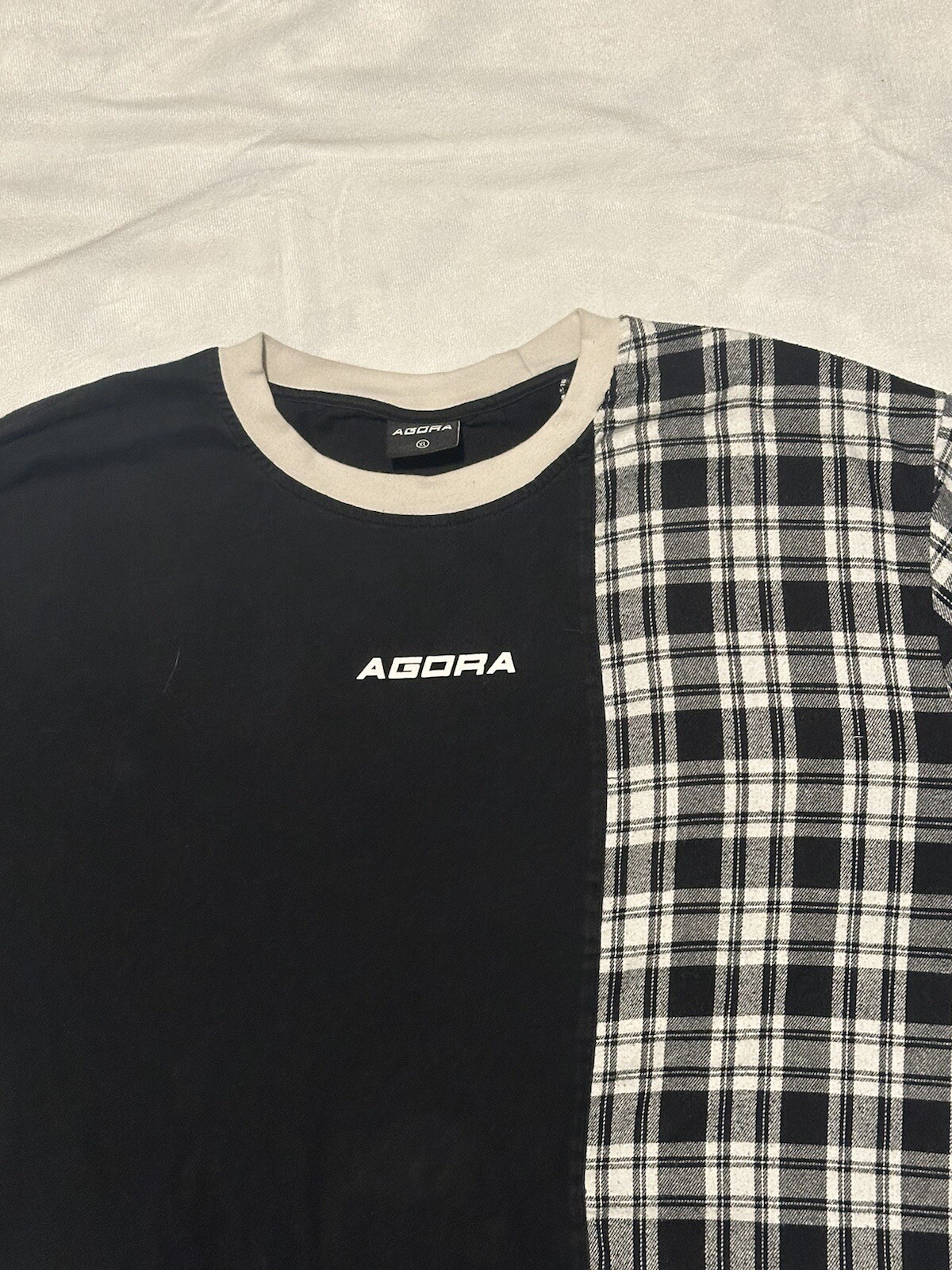 Vintage Agora Split Plaid Patchwork Long Sleeve B… - image 2