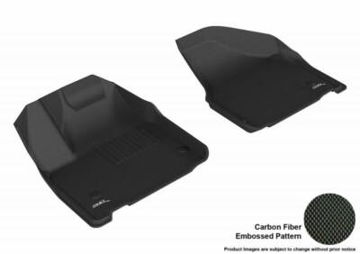 3D 2017-2022 Fits Chrysler Pacifica Voyager 1st Row Black Carbon Fiber Floor Mat