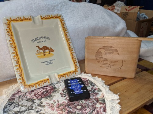 All Camel Filters , Ashtray, Zippo Lighter, And Wooden Cigarette Case Set Of 3 - Picture 2 of 24