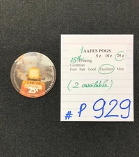 AAFES POGS, 15th Series/Printing,1 POGS, 25¢, #P929, EXCELLENT