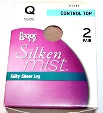 L'eggs Women's 2 Pair Silky Sheer Leg Control Top Pantyhose Q (Large) Nude 91341