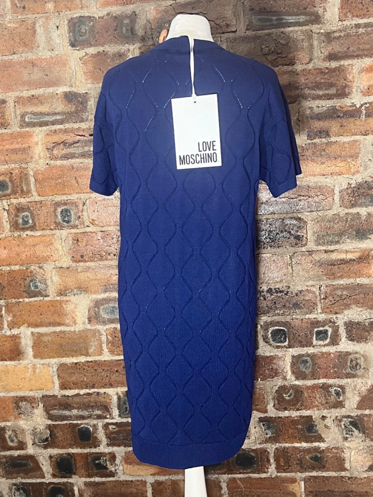 ABITO MAGLIONE MOSCHINO NAVY MAGLIA FINE S S TAGLIA 8 NUOVO CON ETICHETTE