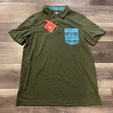 Men s The North Face Flash Dry Polo Golf Performance Shirt Green Blue sz Medium