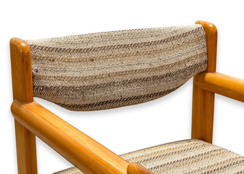 Ralph Rye for Thonet Solid Elm Armchair with Brown Striped Upholstery Fabric - Picture 5 of 13