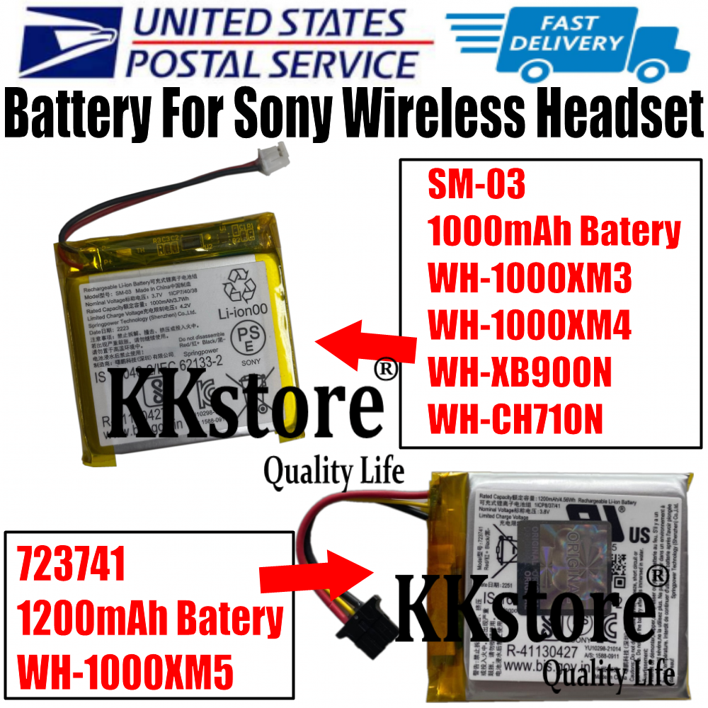 USPS For Sony Headset WH-1000XM3 WH-1000XM4 XB900N CH710N WH-1000XM5 Battery BAT