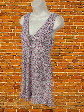 ZARA PINK DITSY SLEEVELESS SHORT DRESS SIZE EUR MEDIUM SHIRRED BACK TIE FRONT