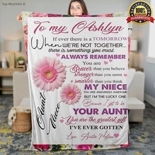Personalized Niece Fleece Blanket from Uncle, Birthday Holiday Custom Gift