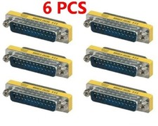 6x PCS 25 Pin D-SUB DB25 Male to Male Mini Gender Changer Coupler Gold Plated