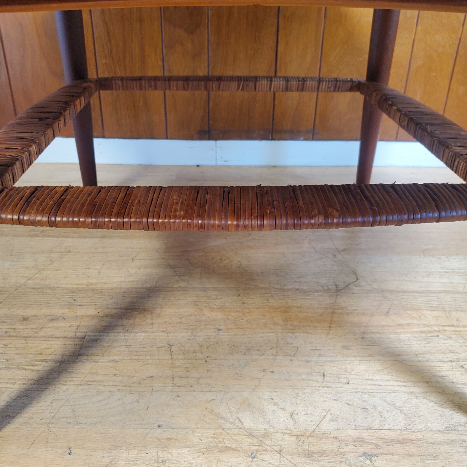 Vintage J Andersen for Silkeborg CFC Danish Modern Fine Teak Rattan Coffee Table