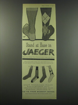 1957 Jaeger Socks Ad - Stand at Ease in Jaeger