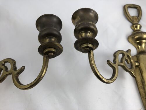 2 Applique da parete vintage portacandele made in England ottone bronzo da appendere 10,25" - Foto 3 di 8