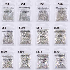 Crystal AB Rhinestones Nail Art Glitter Glass Flatback Gems 3D Tips Decoration